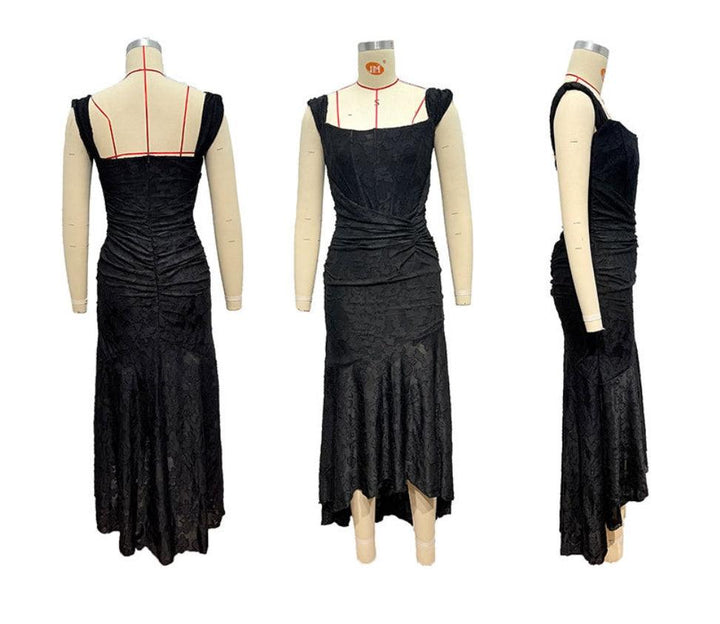 Black bell floral maxi dress