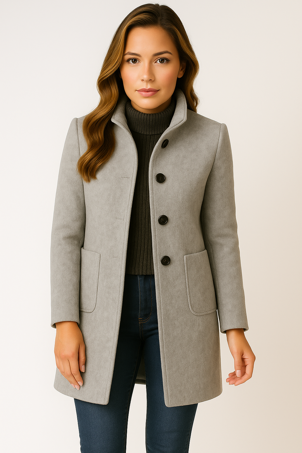 Silva™ | High Collar Jacket in Wool Blend