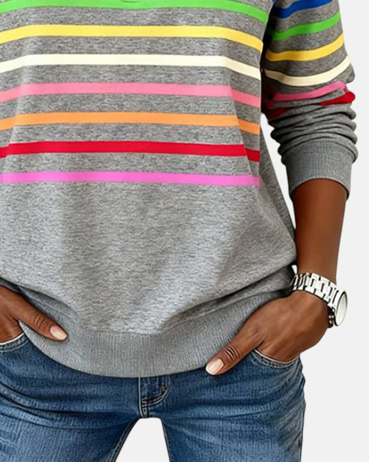 Nova | Rainbow Striped Zip Sweatshirt