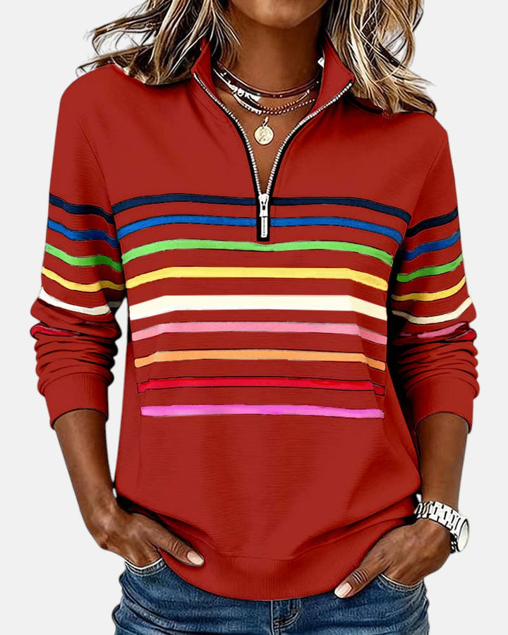 Nova | Rainbow Striped Zip Sweatshirt