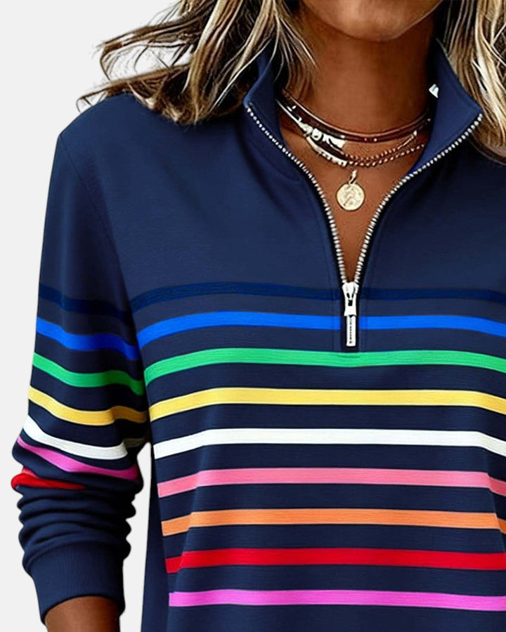 Nova | Rainbow Striped Zip Sweatshirt