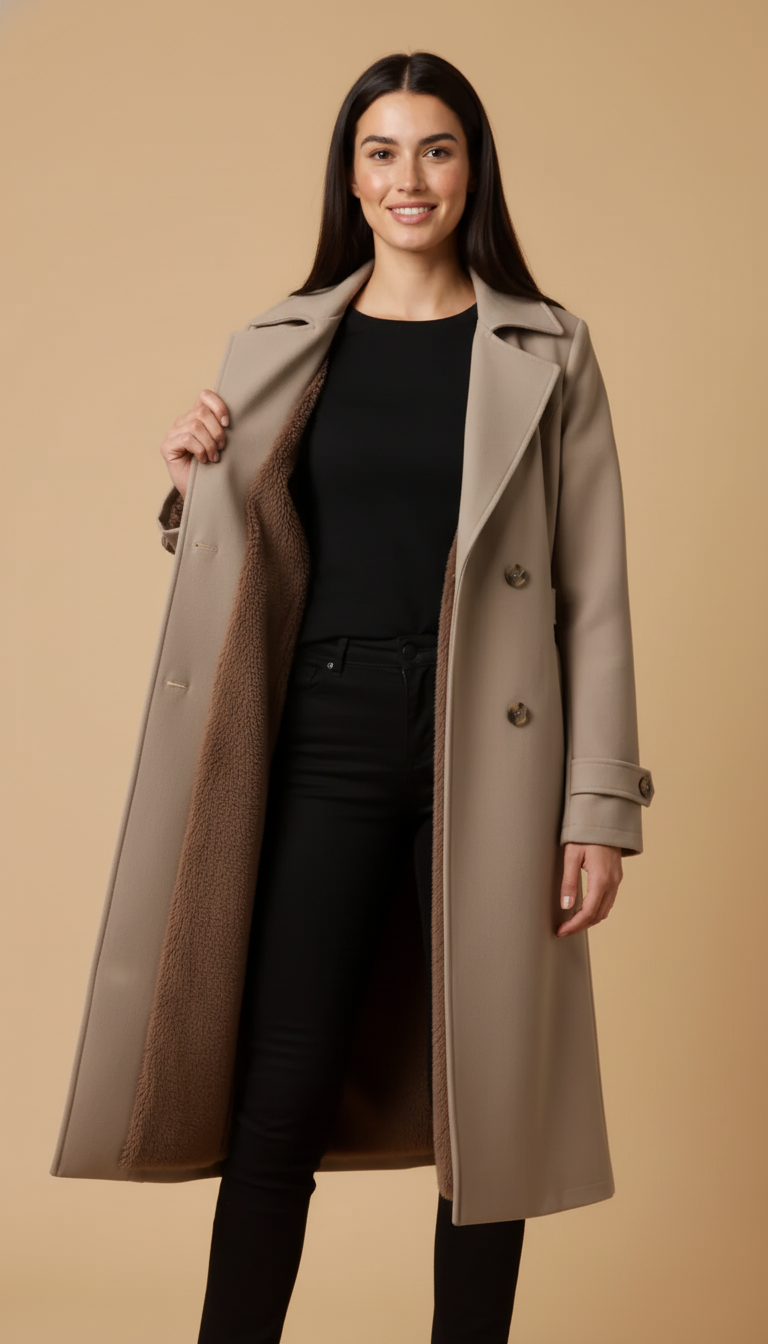Kate – Elegant Fleece Lined Trench Coat