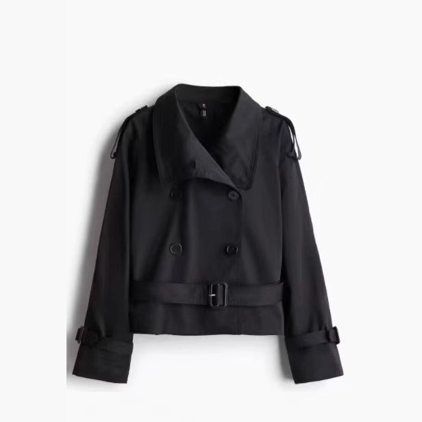 Sophia - Chic Double-Breasted Short Trench Coat