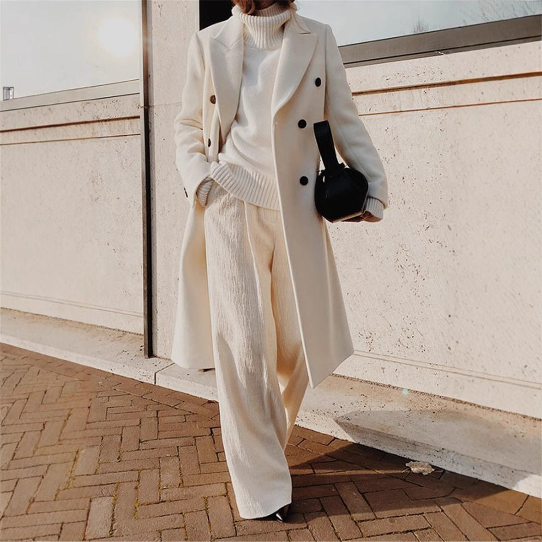 Lena - Long Sleeve Woolen Coat